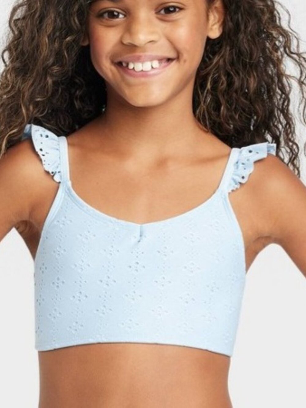 Cat & Jack Girls' Wildflower Fun Eyelet Pattern Top - M